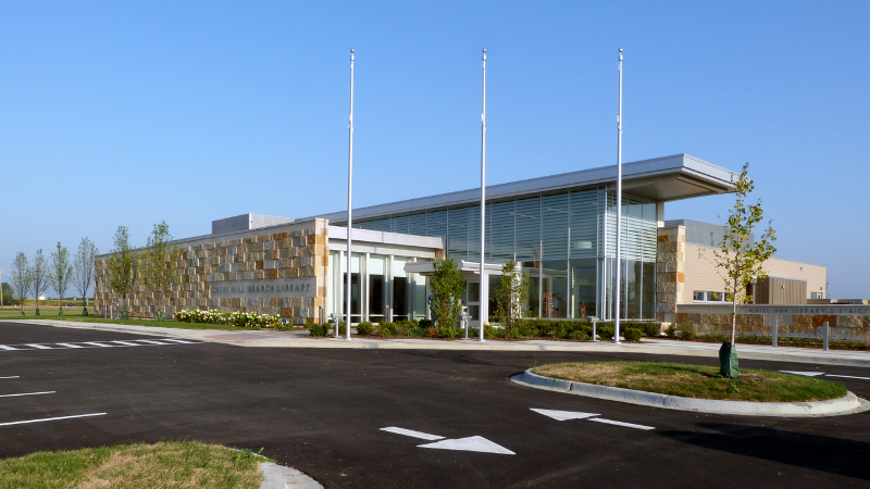 Crest Hill Branch in a brick prairie style building