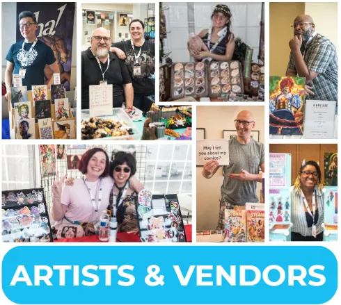 collage of seven artists and vendors